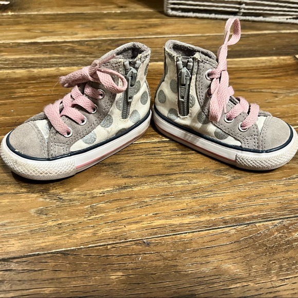 Converse Gray and Silver Glitter Polka Dot Hi Tops - Picture 7 of 7